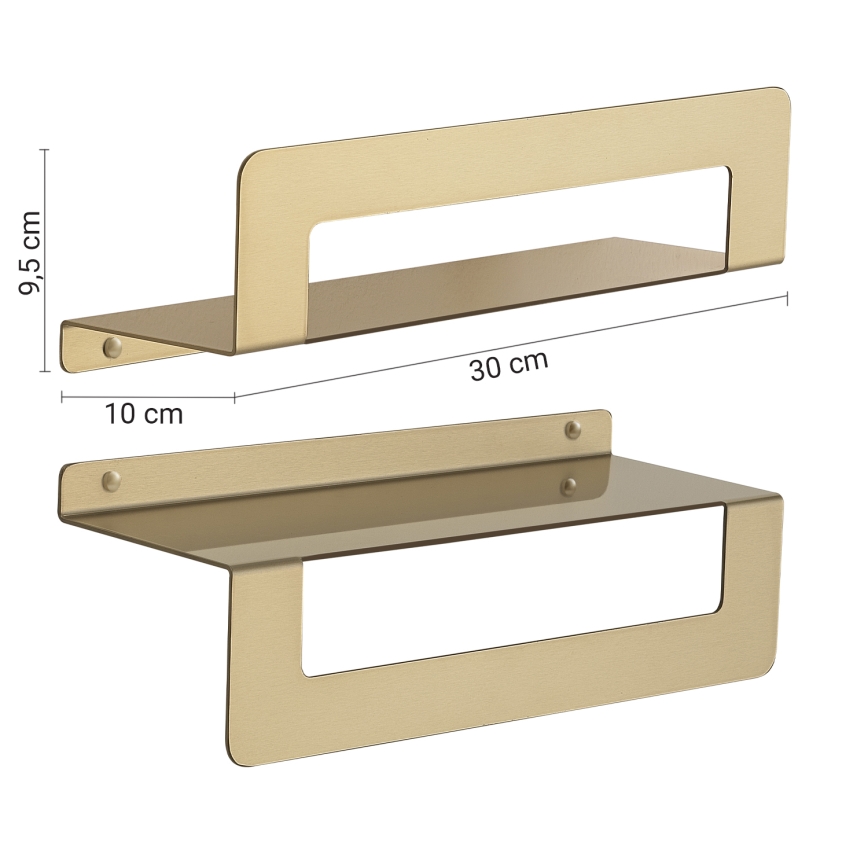 Gedy - Hylla med handdukshängare CLEO 30 cm mattguld