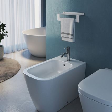 Gedy - Hylla med handdukshängare CLEO 50 cm mattvit