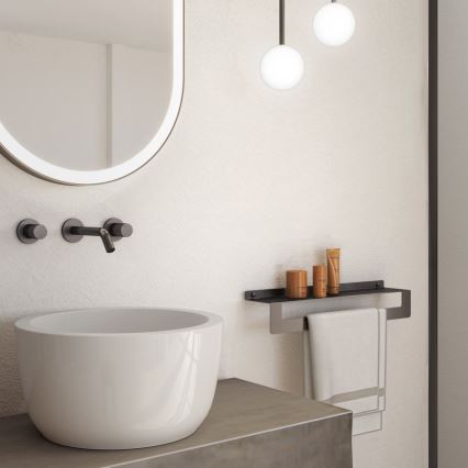 Gedy - Hylla med handdukshängare CLEO 50 cm metallisk grå