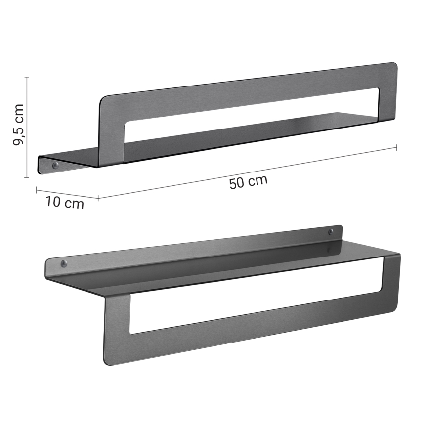 Gedy - Hylla med handdukshängare CLEO 50 cm metallisk grå