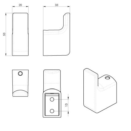 Gedy - KIT 2x Väggkrok PIRENEI matt svart