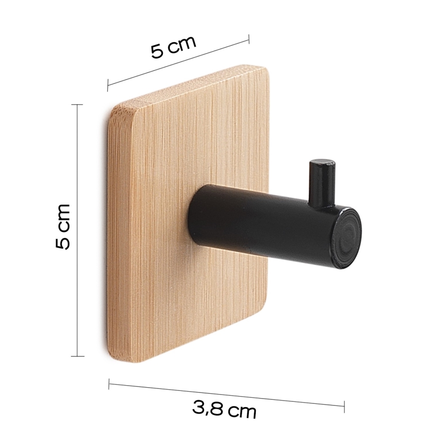 Gedy - Självhäftande handdukhängare HIMALAYA svart/bambu