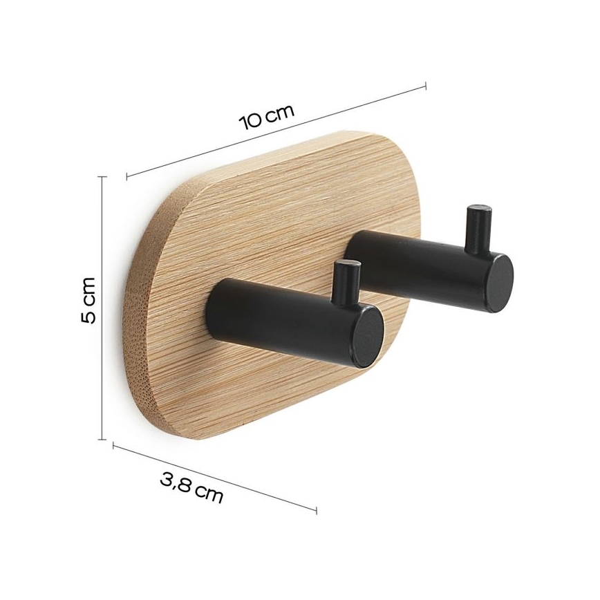 Gedy - självhäftande Handukskrok HIMALAYA svart/bambu