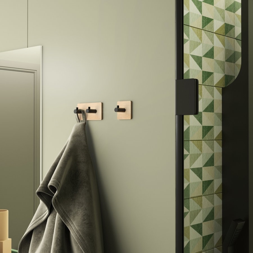 Gedy - självhäftande Handukskrok HIMALAYA svart/bambu