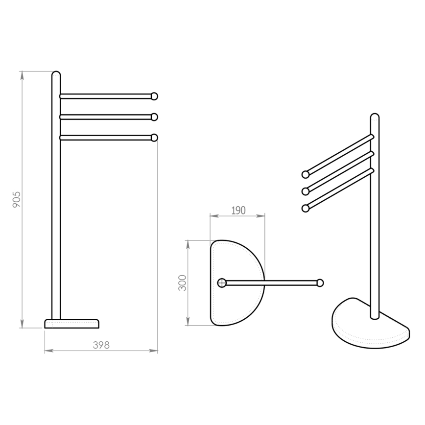 Gedy - Stativ med handukshängare HIBISCUS 90,5 cm skinande krom