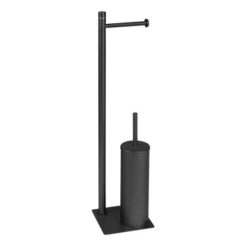 Gedy - TRILLY fristående toalettborste med hållare för toalettpapper, matt svart