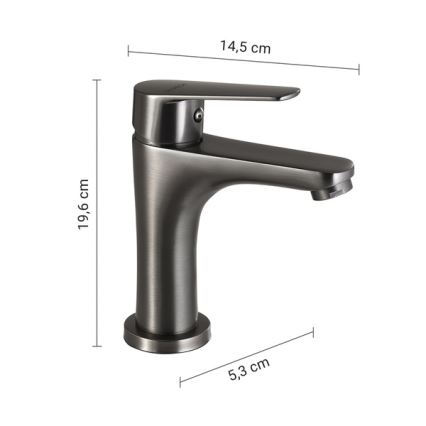 Gedy - Tvättställsblandare COMO 19,6 cm metallisk grå