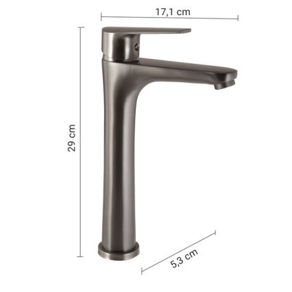 Gedy - Tvättställsblandare COMO 29 cm metallicgrå