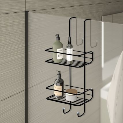 Gedy - Väggmonterad duschhylla CHROM LINE 49x24 cm matt svart