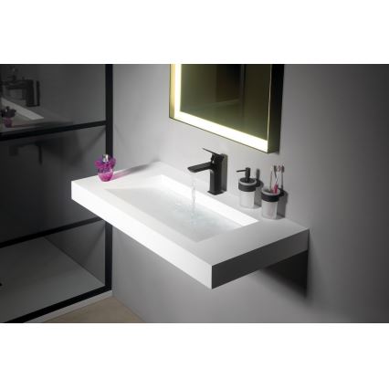 Gedy - Väggmonterad tandborstehållare PIRENEI mjölkig glas/svart