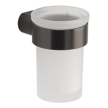 Gedy - Väggmonterad tandborsthållare PIRENEI opalt glas/metallicgrå