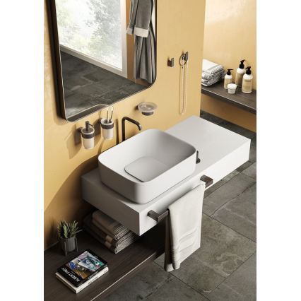 Gedy - Väggmonterad tvåldispenser PIRENEI 110 ml frostat glas/metallicgrå