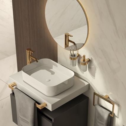 Gedy - Väggmonterad tvåldispenser PIRENEI 110 ml opalglas/guld