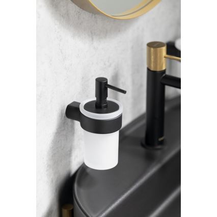 Gedy - Väggmonterad tvåldispenser PIRENEI 110 ml opalglas/matt svart