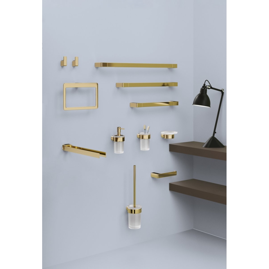 Gedy - Väggmonterad vridbar handdukshängare PIRENEI 35,9 cm guld