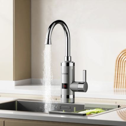 Genomströmningsvärmare med LED display 3000W/230V IPX4 rostfri