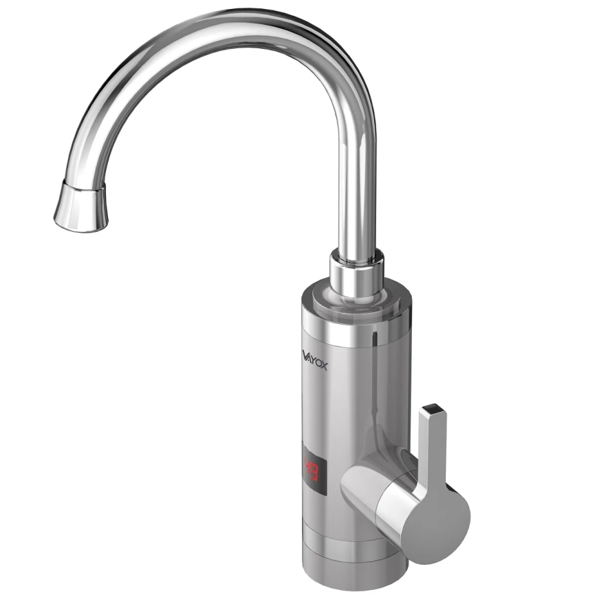 Genomströmningsvärmare med LED display 3000W/230V IPX4 rostfri