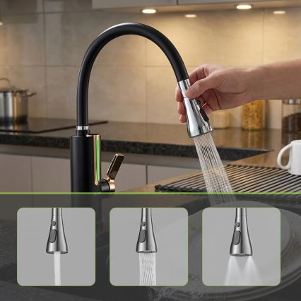 Genomströmningsvattenberedare med LED-display 3000W/230V IPX4, svart