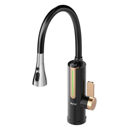 Genomströmningsvattenberedare med LED-display 3000W/230V IPX4, svart