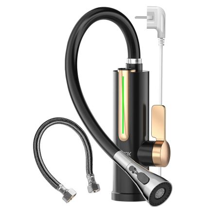 Genomströmningsvattenberedare med LED-display 3000W/230V IPX4, svart