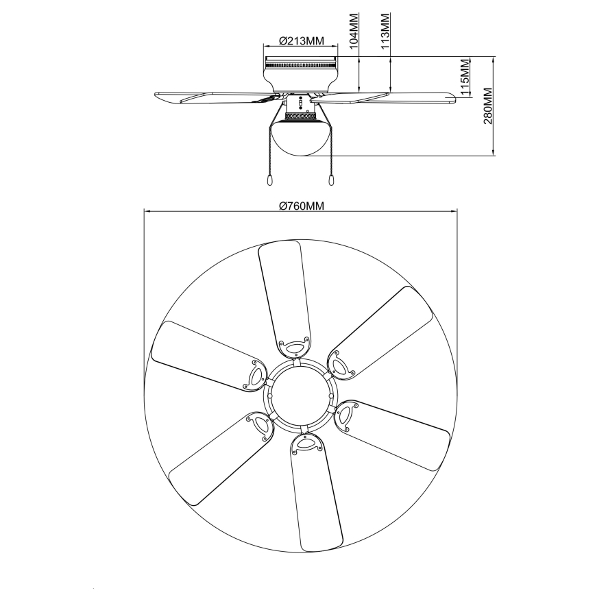 Globo - Takfläkt 1xE27/60W/230V