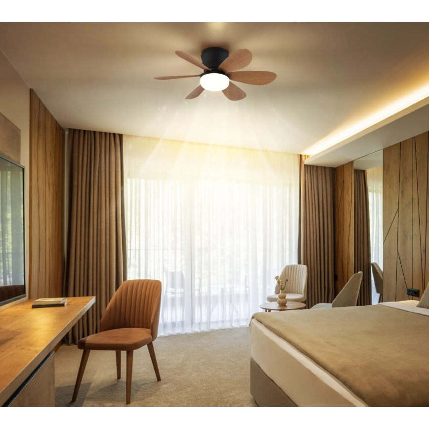 Globo - dimbar LED-takfläkt LED/5W/230V 2700-6500K brun + fjärrkontroll