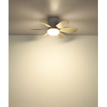 Globo - Dimmbar LED-takfläkt LED/5W/230V 2700-6500K beige + fjärrkontroll