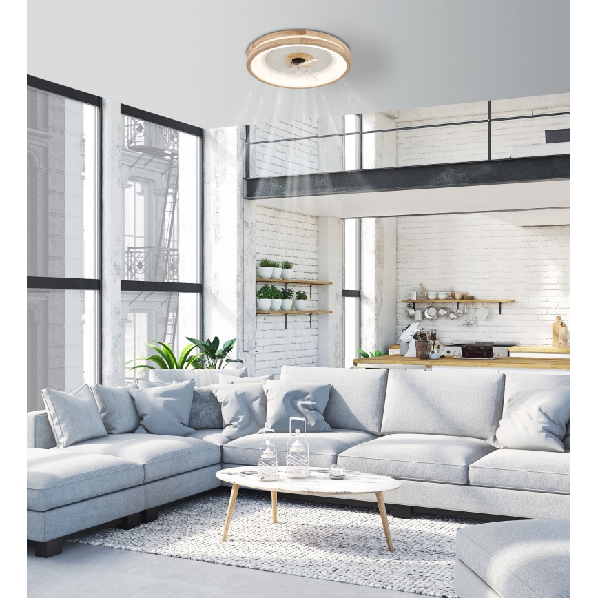 Globo - LED Dimbar taklampa med fläkt LED/30W/230V 2700-6500K brun + fjärrkontroll