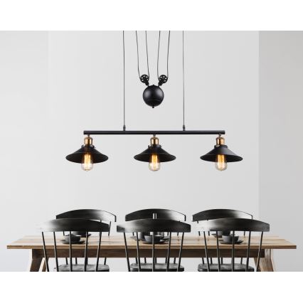 Globo - Ljuskrona med textilsladd 3xE27/60W/230V