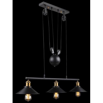 Globo - Ljuskrona med textilsladd 3xE27/60W/230V