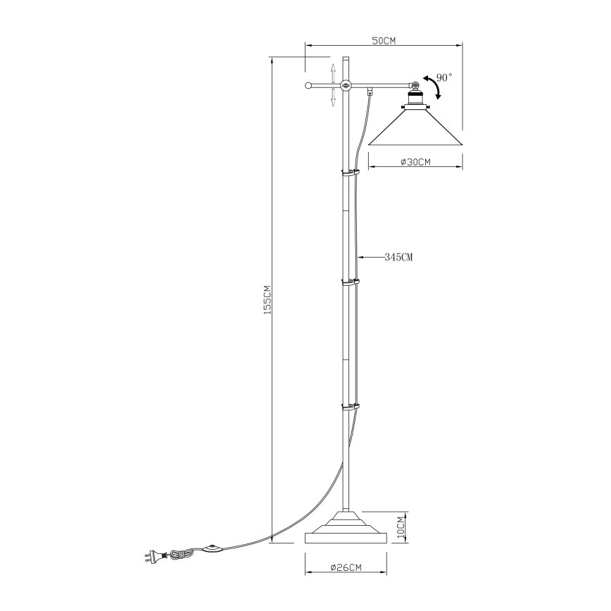 Globo 15053S - Golvlampa LENIUS 1xE27/60W/230V