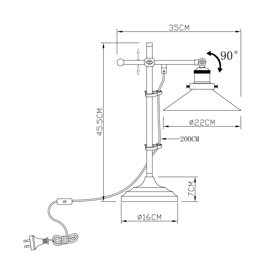 Globo 15053T - Bordslampa LENIUS 1xE27/60W/230V