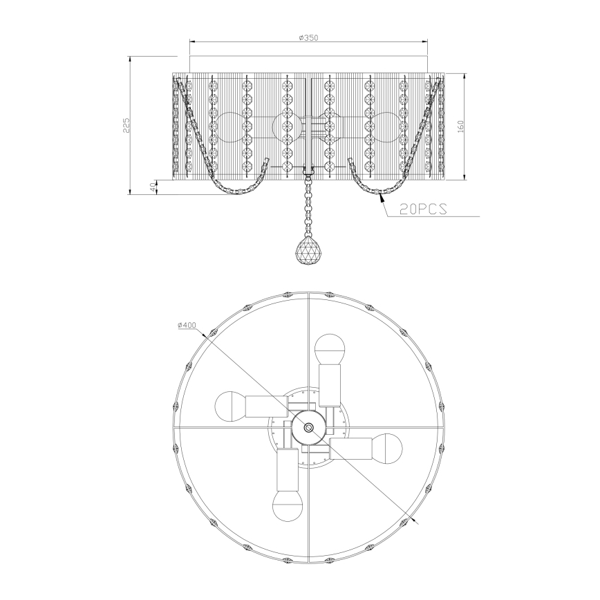 Globo 15091D - Kristallampa tak VäggA 4xE14/40W/230V