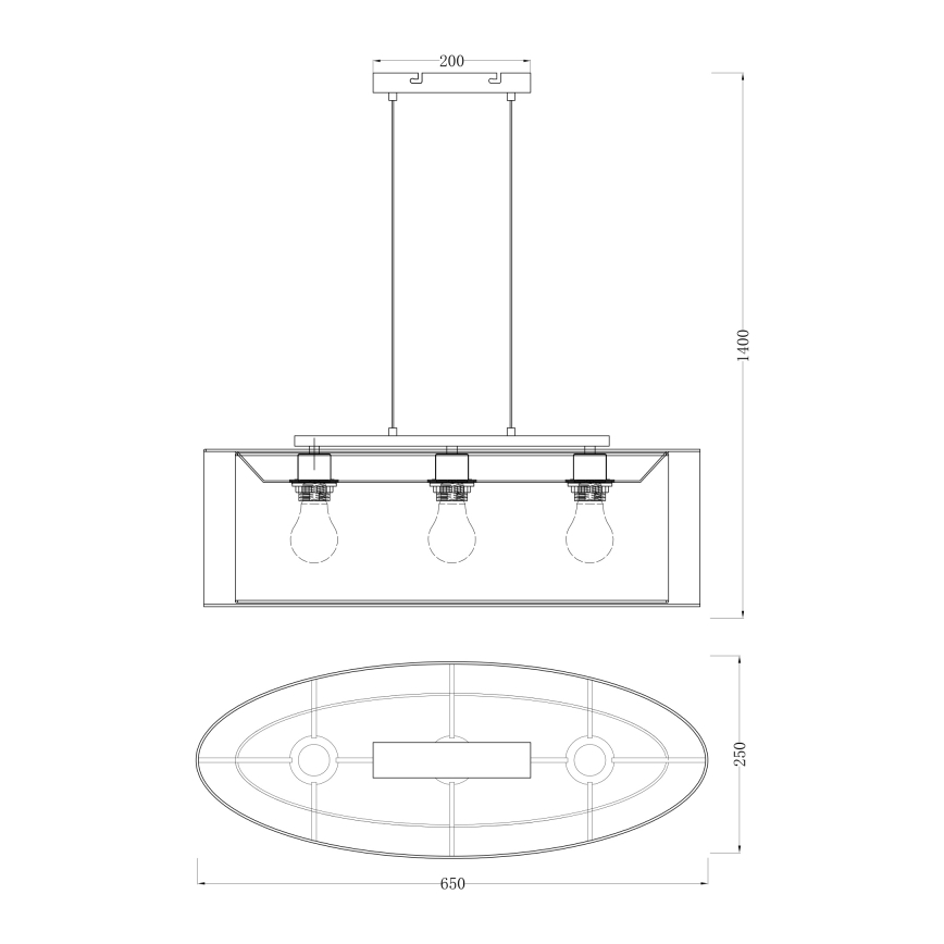 Globo 15190H2 - Ljuskrona med snöre THEO 3xE27/60W/230V