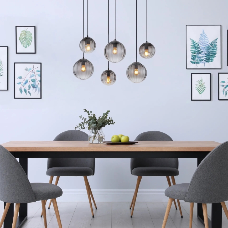 Globo - Ljuskrona med textilsladd 6xE27/60W/230V