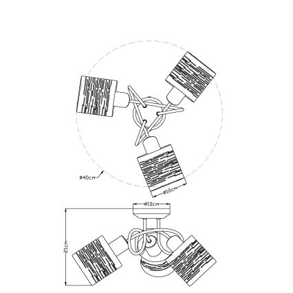 Globo 15342-3D - Ljuskrona TUNNO 3xE14/15W/230V