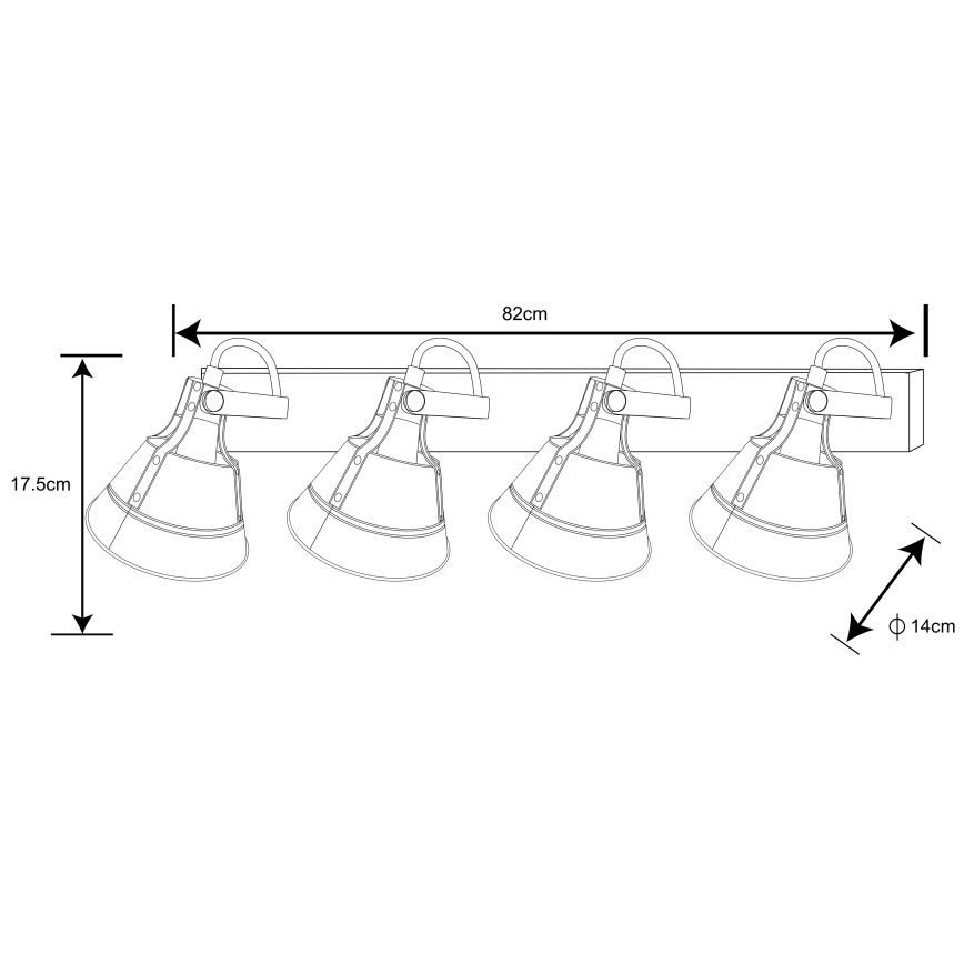 Globo - Spotlight 4xE27/60W/230V gran
