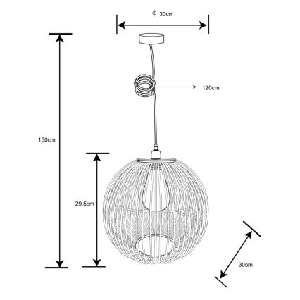 Globo - Taklampa med 1xE27/60W/230V i bambu