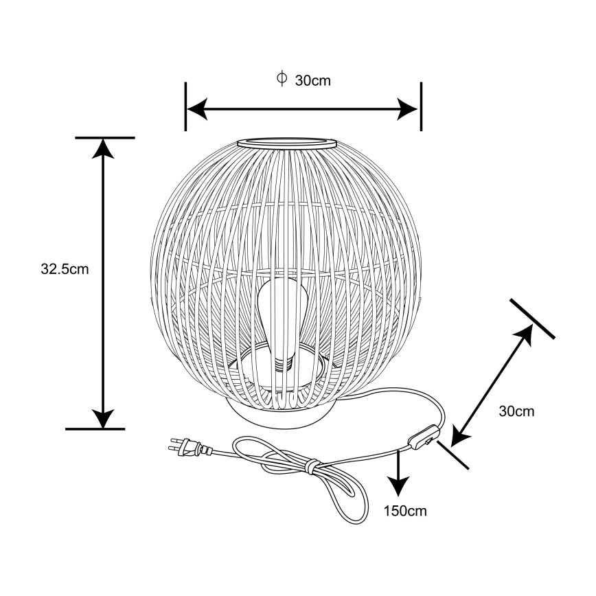 Globo - Bordslampa 1xE27/60W230V bambu