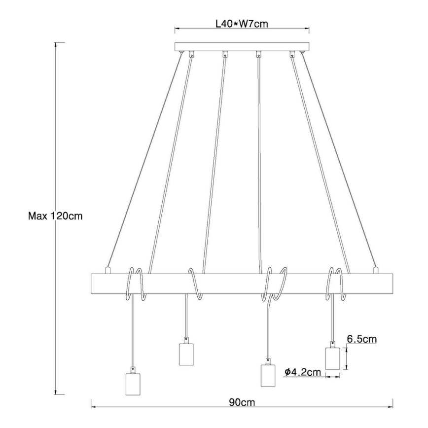 Globo 15439-4 - Ljuskrona med snöre AUSTON 4xE27/60W/230V