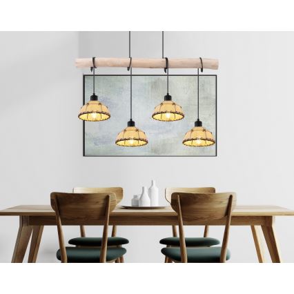 Globo 15442-4H - Ljuskrona med snöre REX 4xE27/60W/230V