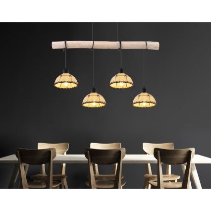 Globo 15442-4H - Ljuskrona med snöre REX 4xE27/60W/230V