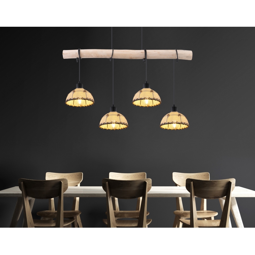 Globo 15442-4H - Ljuskrona med snöre REX 4xE27/60W/230V