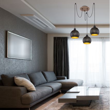 Globo - Ljuskrona med textilsladd 3xE27/40W/230V spindel