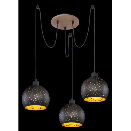 Globo - Ljuskrona med textilsladd 3xE27/40W/230V spindel