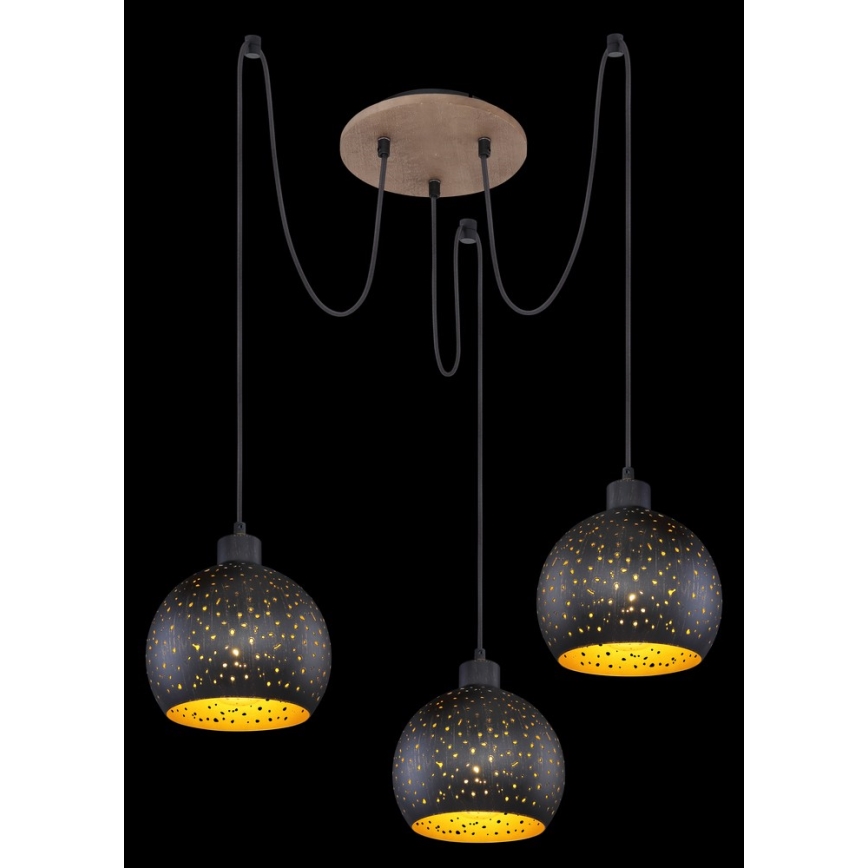 Globo - Ljuskrona med textilsladd 3xE27/40W/230V spindel