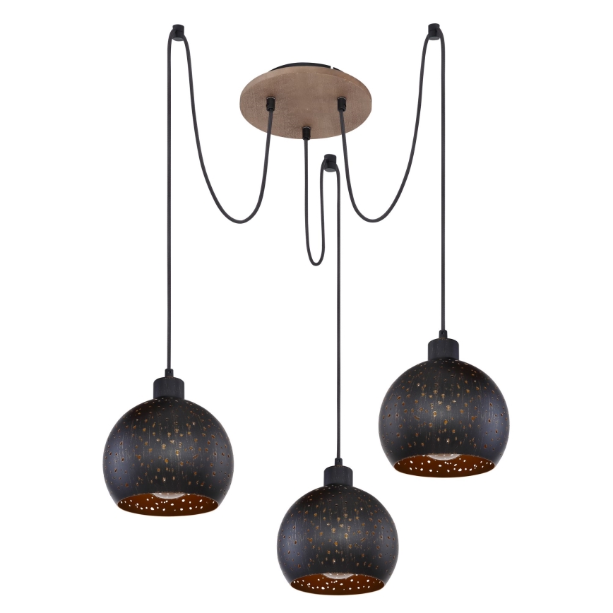 Globo - Ljuskrona med textilsladd 3xE27/40W/230V spindel