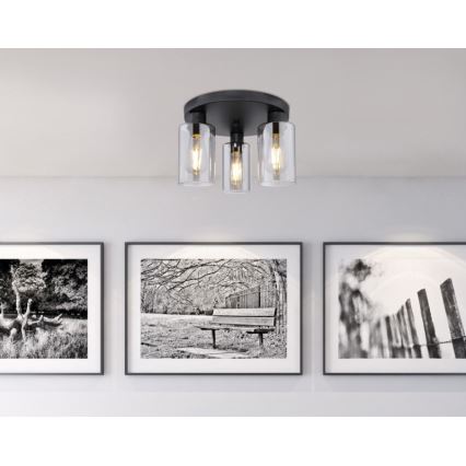 Globo - Taklampa 3xE27/60W/230V svart