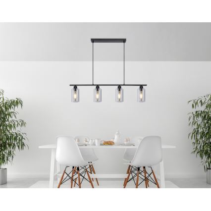 Globo - Ljuskrona med textilsladd 4xE27/60W/230V svart