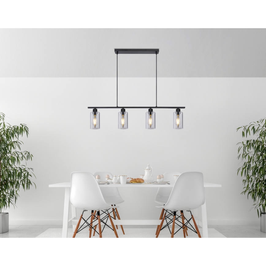 Globo - Ljuskrona med textilsladd 4xE27/60W/230V svart